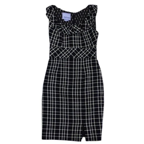 Kay Unger Tweed Ruffle Neck Sheath Dress - Picture 1 of 5